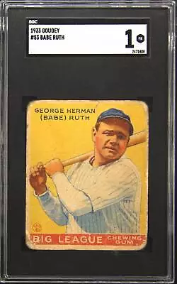 1933 Goudey #53 Babe Ruth SGC 1 • $6900