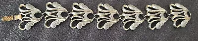 Sarah Coventry - 7-1/2  Bracelet - 2-tone Silver -  Frosted Feathers  - 1963 • $12