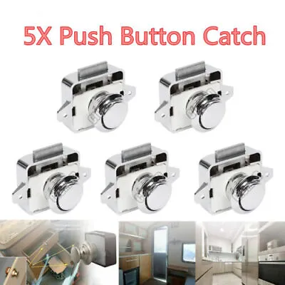 5x Push Button Catch Locks Latch Knobs Drawer Cupboard Cabinet Door Campervan UK • £9.99