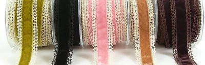 May Arts Ribbon Velvet On Lace 32mm Or 25mm Ribbon - Sold By The Metre • £3.70