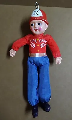 Vintage Fire Chief Doll Made Japan 8.25  Tall Mid-century Toy 1950s 1960s  • $23.95