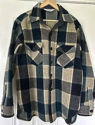 Woolrich Wool Plaid Shacket Men’s Large Check Outdoor Jacket Shirt Vintage USA • $79