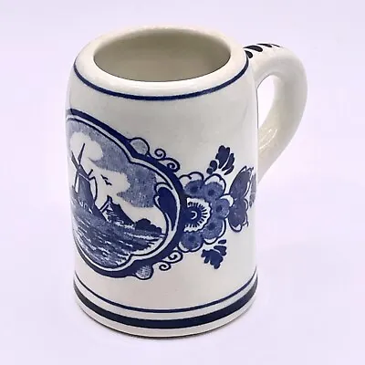 $14.50 • Buy Delft Blue Hand Painted Beer Stein Mug Shot Glass Windmill Design Holland