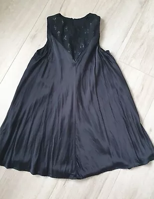 Sharp Scissors 100% Silk Black Babydoll Dress 10 Goth • $15