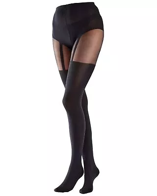 Pretty Polly Suspender Tights Ladies Black Mock Suspenders Fashion Tight • $14.91