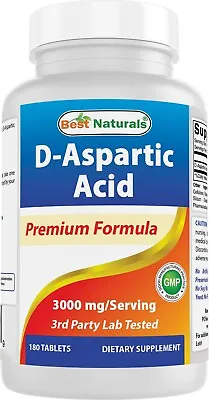 Best Naturals D Aspartic Acid (DAA) 3000mg Per Serving 180 Tablets • $15.99