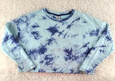 Z By Zella Blue Tie Dye Crop Crew Sweatshirt SIZE M Pullover Wide Fit (G) • $15.86
