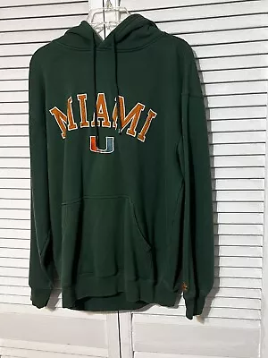 Miami Hurricanes UM Men's Green Pullover Hoodie Sweatshirt Sz Adult L • $10