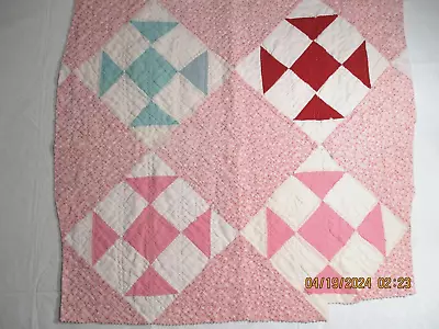 Vintage Cutter Quilt Piece 20  X 19” Hand Quilted Tattered And Worn • $11