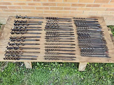 Lot Of 62 Old Auger Bits Vtg Hand Brace Drill Wood Bits Mix Size Lot Woodworking • $54