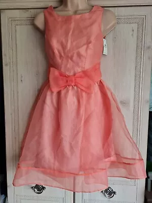 Womans Apricot Coloured Voile Style Lined Dress From Miss Selfridge In A Size 4 • £5