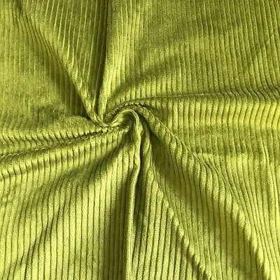 £1.99 • Buy WASHED Jumbo Cord 4.5 Wale Cotton Velvet Fabric Material LIME GREEN