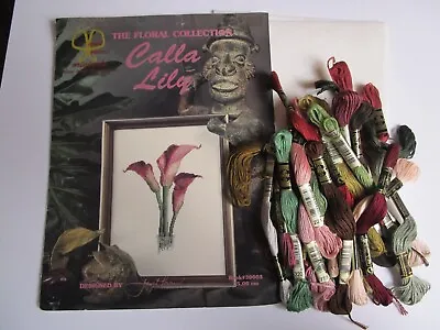 VNTG '97 CALLA LILLY Counted CROSS STITCH PATTERN FABRIC THREAD JANET POWERS KIT • $16