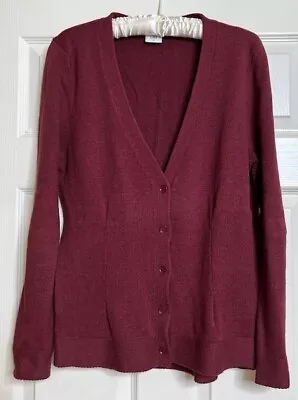 Cabi Catch Cardigan Sweater Garnet Womens Size L Button Front Fitted Style 3529 • $14.95