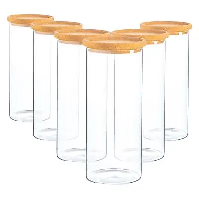 £20.98 • Buy 6x Glass Storage Jars With Cork Lids Modern Kitchen Food Storage 1.5 Litre