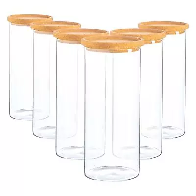 £20.98 • Buy 6x Glass Storage Jars With Cork Lids Modern Kitchen Food Storage 1.5 Litre