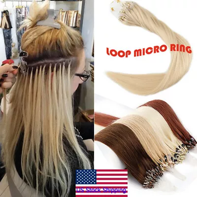 Microbeads Link Hair Extensions Micro Ring Loop Tips Remy Human Hair 100s-200s • $38
