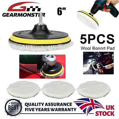 £7.28 • Buy 5Pcs 6  Buffing Polishing Pads Wool Wheel Mop For Drill Car Polisher Adapter UK