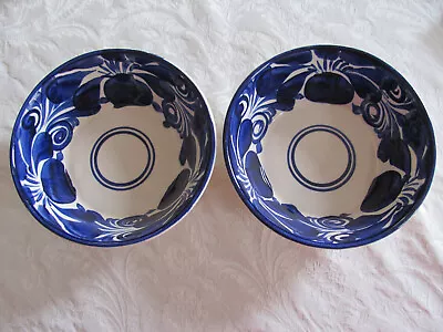 Unmarked Talavera Made In Mexico? -Blue & White Design- 7 1/8  All Purpose Bowls • $34.39