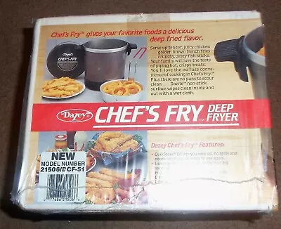 Vintage Dazey Chef's Fry Deep Fryer Model 21506 Basket Lid Cordset - NEW NIB • $14.99