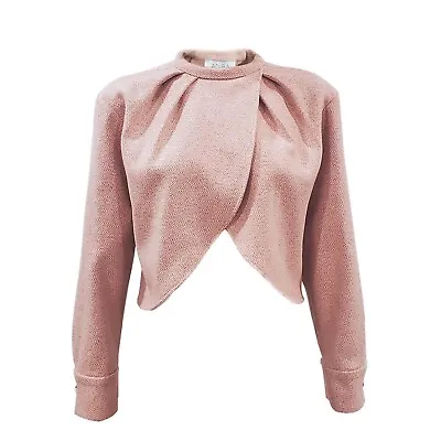 ADIBA Designer Long Sleeves Jacquard Rose Pink Cropped Top Size XS • $459