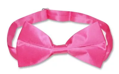 BIAGIO 100% SILK BOWTIE Solid HOT PINK FUCHSIA Color Mens Bow Tie For Tux Suit • $12.95