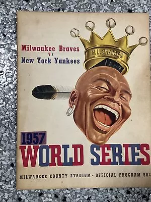 1957 World Series Official Program Milwaukee Braves Vs Yankees At County Stadium • $99
