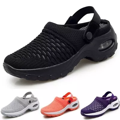 Women Mules Sneakers Slip On Walking Shoes Ladies Mesh Breathable Summer Clogs • £21.59