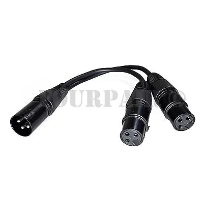 3-Pin XLR Male Plug To Dual 2 Female Jack Y Splitter Mic DJ Cable Adaptor 16 AWG • $8.19