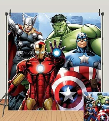 Avengers Backdrops Superhero Boys Kids Birthday Party Background Supercity. D7 • $19.99