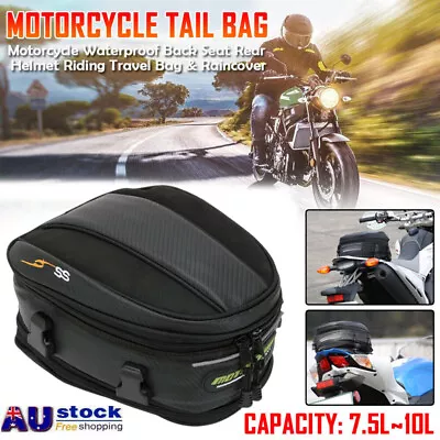 Motorcycle Tail Bag Waterproof Luggage Bag Seat Bag Motorbike Saddle Bag Black • $39.50