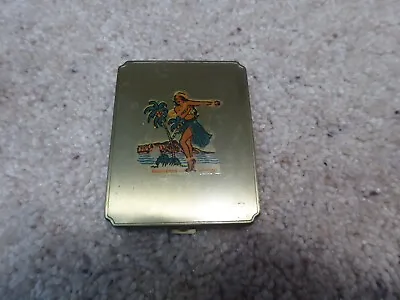 Vtg Hawaiian Islands Hula Girl Decal Powder Compact • $7.50