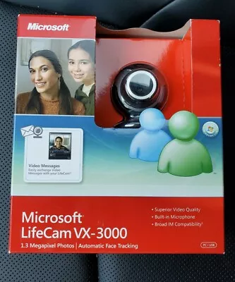 Microsoft Lifecam Vx-3000 USB Built In Microphone - Computer Camera NOB • $17.99