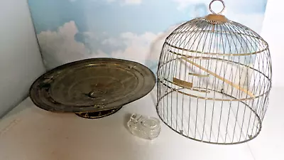 Vintage Hendryx Dome Bird Cage ~ Glass Feeder ~ • $67.95