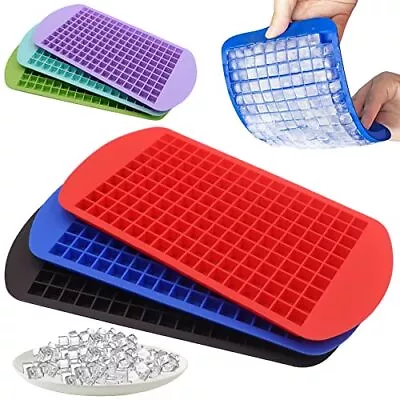 Mini Ice Cube Trays Silicone With Bin For Freezer Tiny Crushed Ice Maker Molds • $12.36