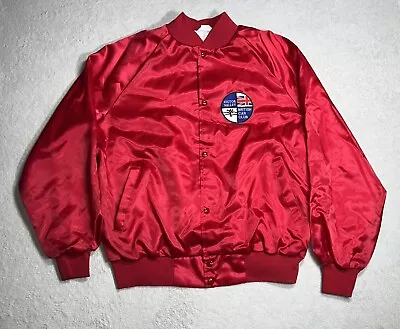 Vintage Victor Valley British Car Club Satin Jacket Adult XL Red Bomber New 80s • $50