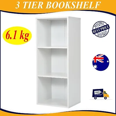 $28.99 • Buy 3 Tier Shelf Display Bookshelf Bookcase Storage White Rack Wooden Shelving K2