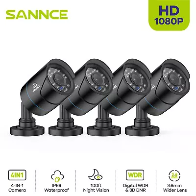 SANNCE HD 2MP 4in1 Outdoor Day Night 100ft IR Cut CCTV Bullet Security Camera  • $16.79
