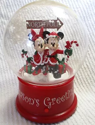 Gemmy Disney Mickey & Minnie Mouse Christmas Waterless Snowglobe With Music • $5.75