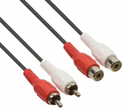 £3.25 • Buy RCA Phono EXTENSION Twin RED WHITE Audio Cable 2 X Male To Female Lead 2m 5m 10m