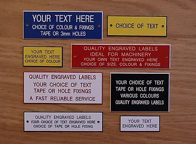 MACHINE ENGRAVED LABELS / SIGNS - Various Sizes / Colours - Your Choice Of Text • £1