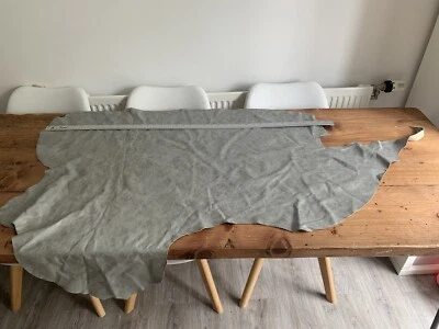 £25.50 • Buy Distressed Grey Leather Hide Piece - Light Grey Supple Leather Cow Hide