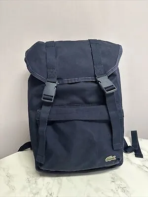 Lacoste Dark Blue Backpack Rucksack Travel Bag • £30.99