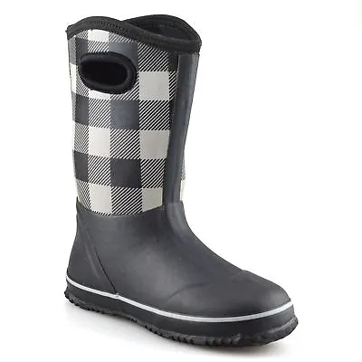 Boys Girls Kids Waterproof Wellies Winter Rain Snow Wellingtons Boots Shoes Size • £7.98