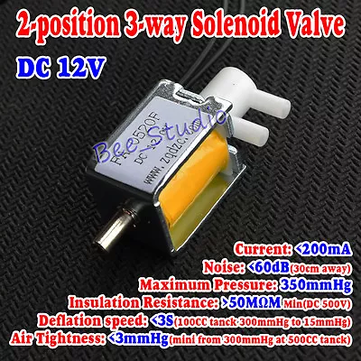 DC 12V 2-position 3-way Micro Mini Electric Solenoid Valve For Gas Air Pump NEW • $3.25