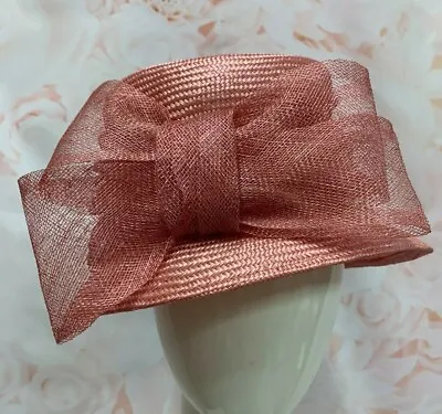 £19.99 • Buy M&s Wedding Hat Sinamay Cloche Blush Pink Bow Occasions Races Mother Great Con