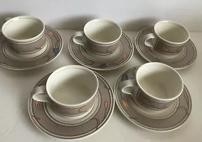 Set Of 5 Mikasa Intaglio MEADOW SUN #CAC02 Pastel Tulips Cream & Taupe • $45