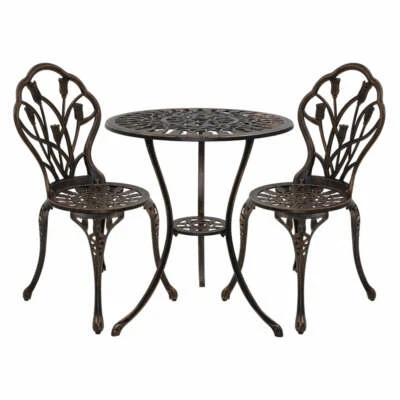 $183.30 • Buy Gardeon 3 Piece Outdoor Setting Chairs Table Bistro Set Patio Cast Aluminum