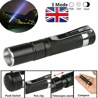 Portable Mini Penlight Pocket Clip LED Flashlight Micro-Torch Light Waterproof • £4.67