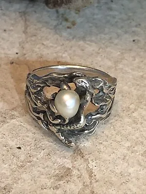 3. R. Jules 925 Sterling 925 MERMAID With White Pearl Open WorkRing 5g 7s • $74.99